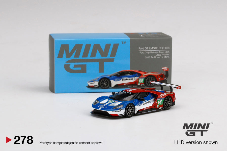 1/64 Mini GT #278 Ford GT LMGTE PRO #68 2016 24hr Le Mans Class Winner Ford Chip Ganassi Team USA Limited Edition mgt00278