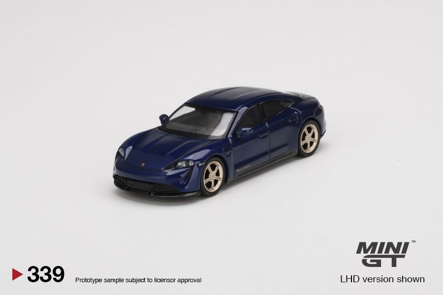 1:64 Mini GT #339 Porsche Taycan Turbo S Gentian Blue Metallic Limited Edition mgt00339
