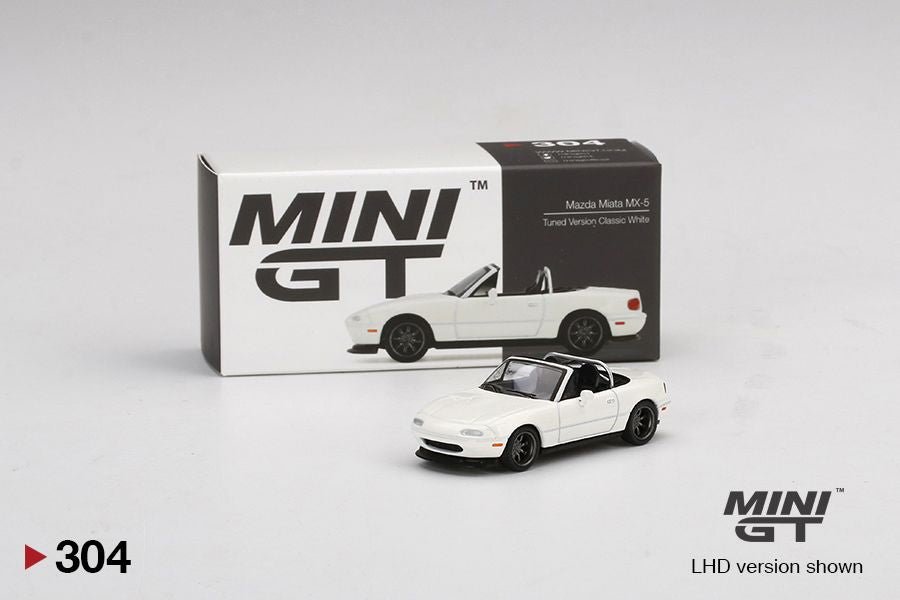 1:64 Mini GT #304 Mazda Miata MX-5 (NA) Tuned Version Classic White Limited Edition MGT00304