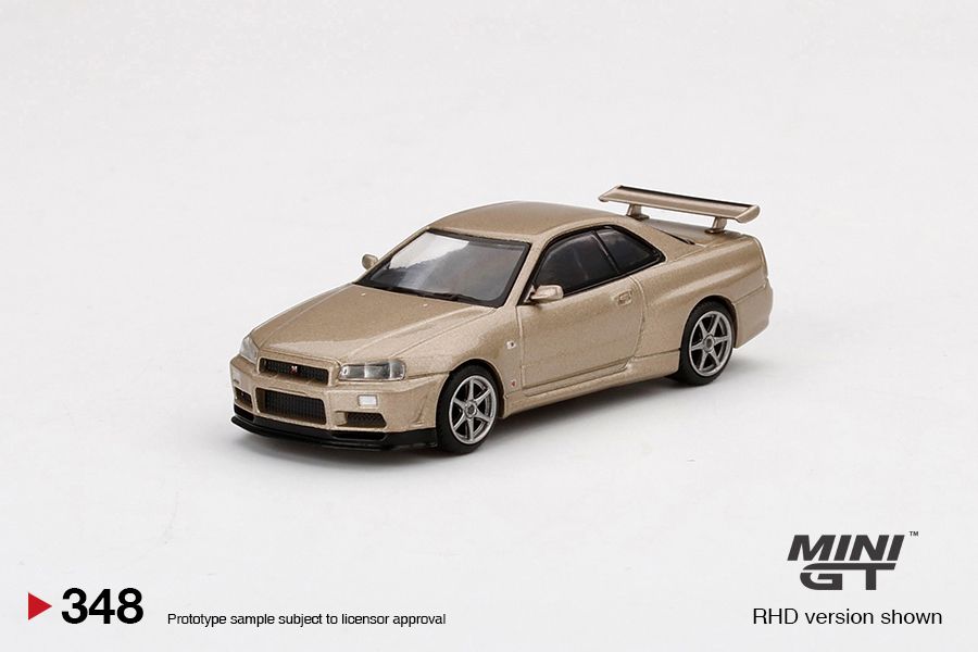 1:64 Mini GT#348 Nissan Skyline GT-R R34 M Spec Silica Breath Bronz Limited Edition mgt00348