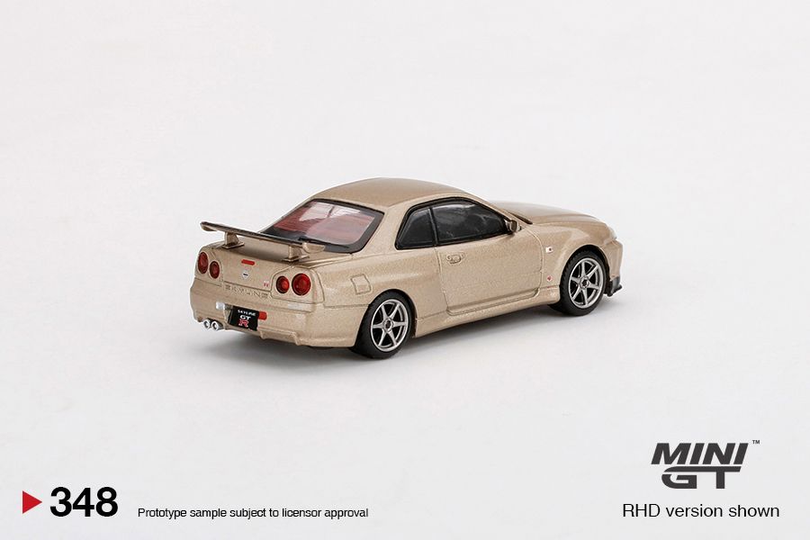 1:64 Mini GT#348 Nissan Skyline GT-R R34 M Spec Silica Breath Bronz Limited Edition mgt00348