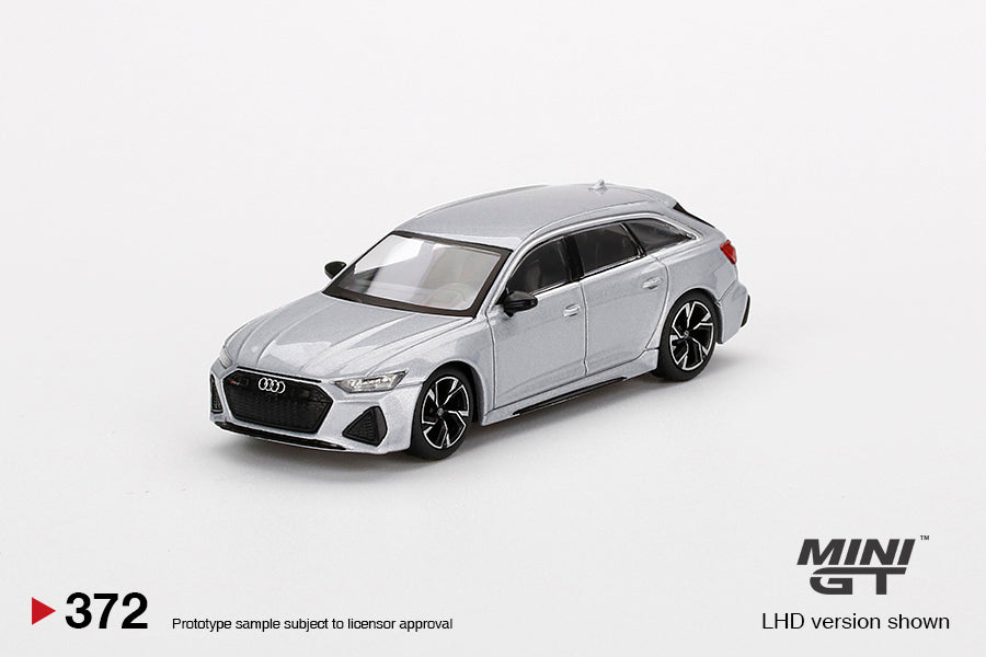1:64 Mini GT #372 Audi RS 6 Avant Carbon Black Edition Florett Silver Limited Edition mgt00372