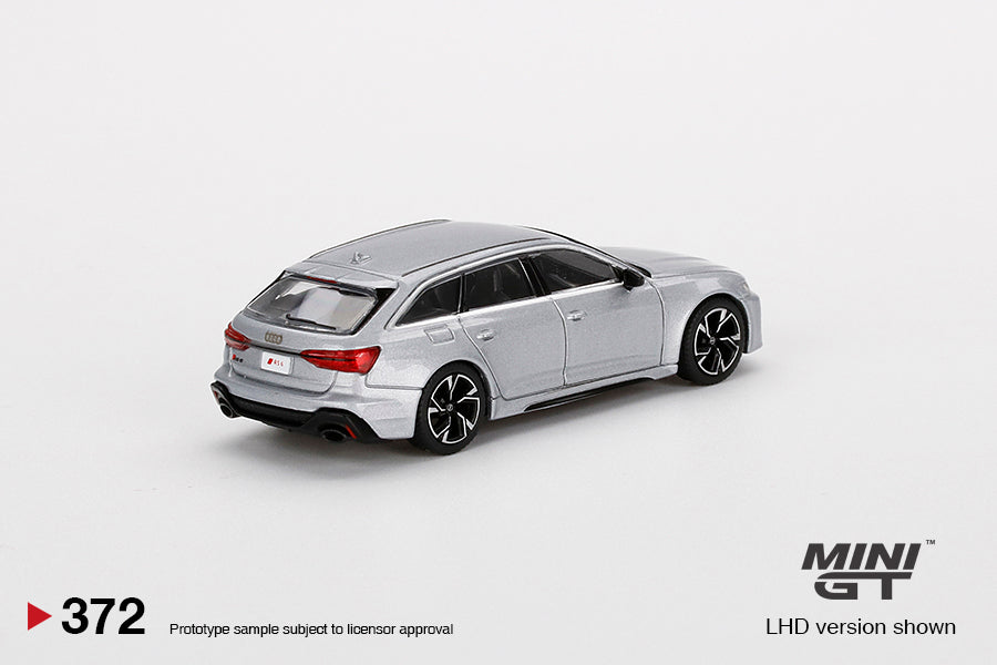1:64 Mini GT #372 Audi RS 6 Avant Carbon Black Edition Florett Silver Limited Edition mgt00372
