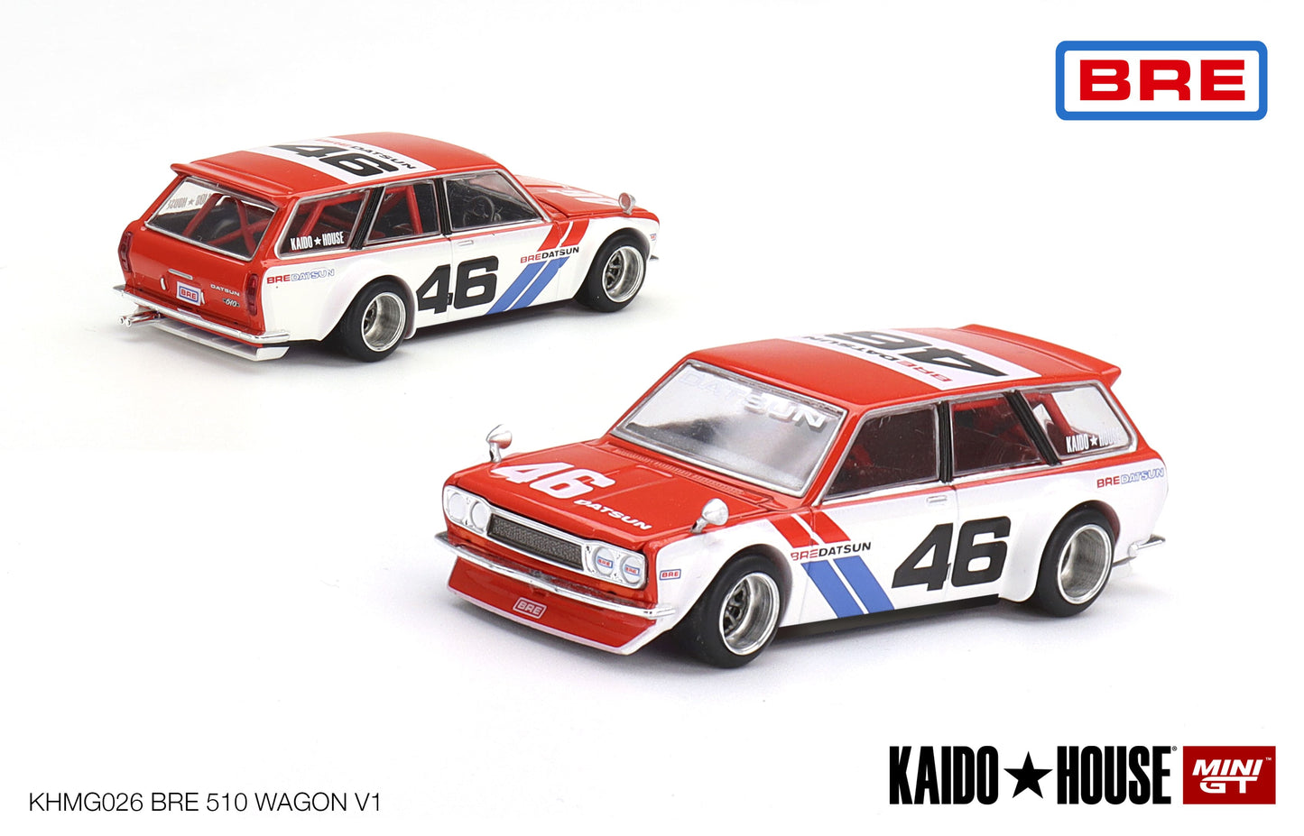1/64 Kaido House x Mini GT Datsun Kaido 510 Wagon BRE Version 1 White Limited Edition KHMG026 SEALED