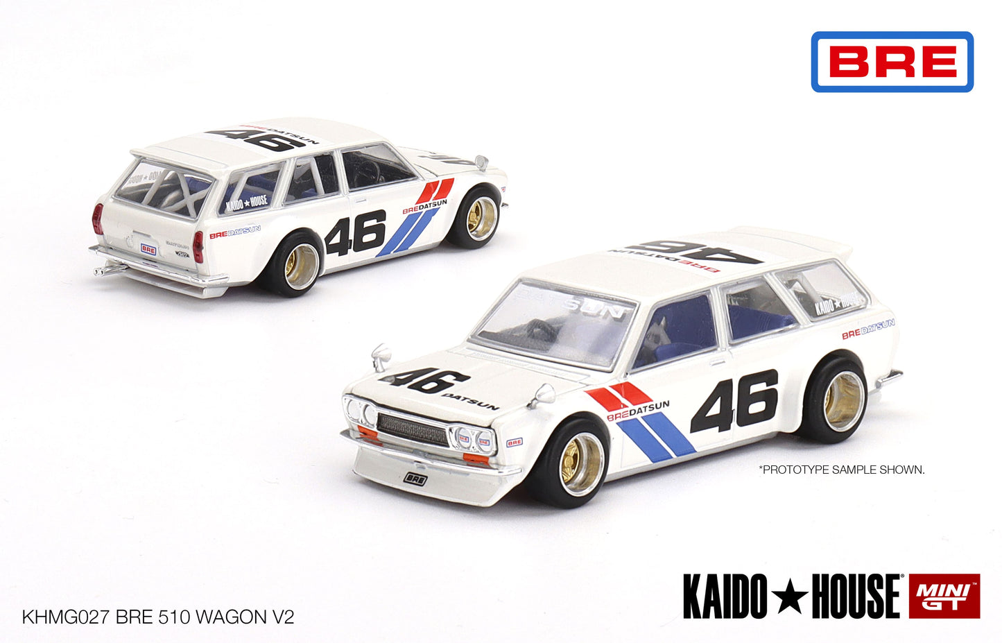 1/64 Kaido House x Mini GT Datsun Kaido 510 Wagon BRE Version 2 White Limited Edition KHMG027 SEALED