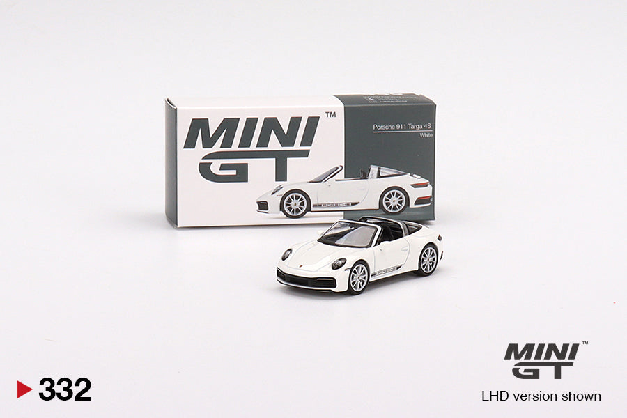 Mini GT 1:64 #332 Porsche 911 Targa 4S White Limited Edition mgt00332