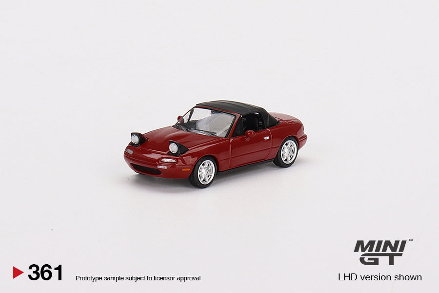 1:64 Mini GT #361 Mazda Miata MX-5 (NA) Classic Headlight Up Soft Top Red Limited Edition mgt00361