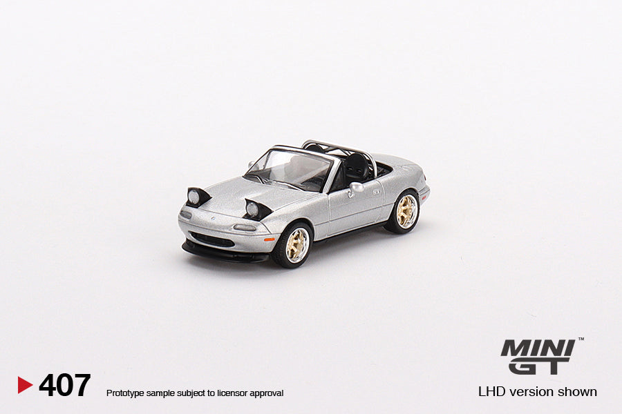 1/64 Mini GT #407 Mazda Miata MX-5 (NA) Tuned Version Silver Stone Metallic Silver Limited Edition mgt00407
