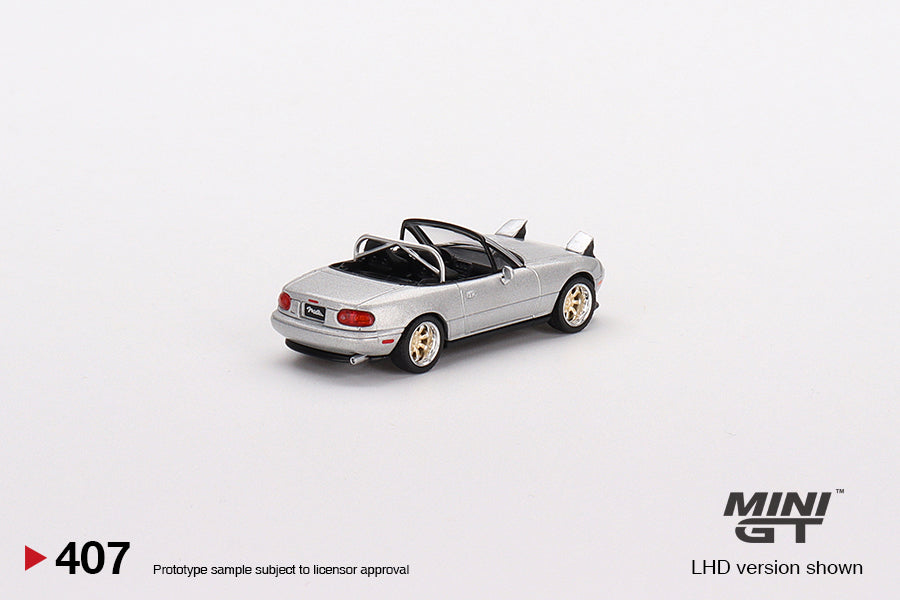 1/64 Mini GT #407 Mazda Miata MX-5 (NA) Tuned Version Silver Stone Metallic Silver Limited Edition mgt00407