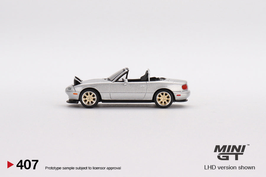 1/64 Mini GT #407 Mazda Miata MX-5 (NA) Tuned Version Silver Stone Metallic Silver Limited Edition mgt00407