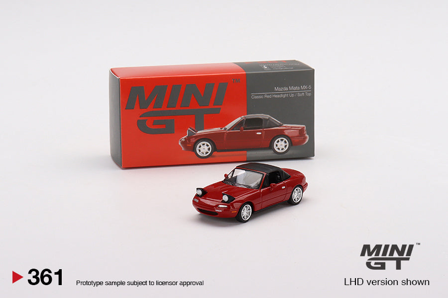 1:64 Mini GT #361 Mazda Miata MX-5 (NA) Classic Headlight Up Soft Top Red Limited Edition mgt00361