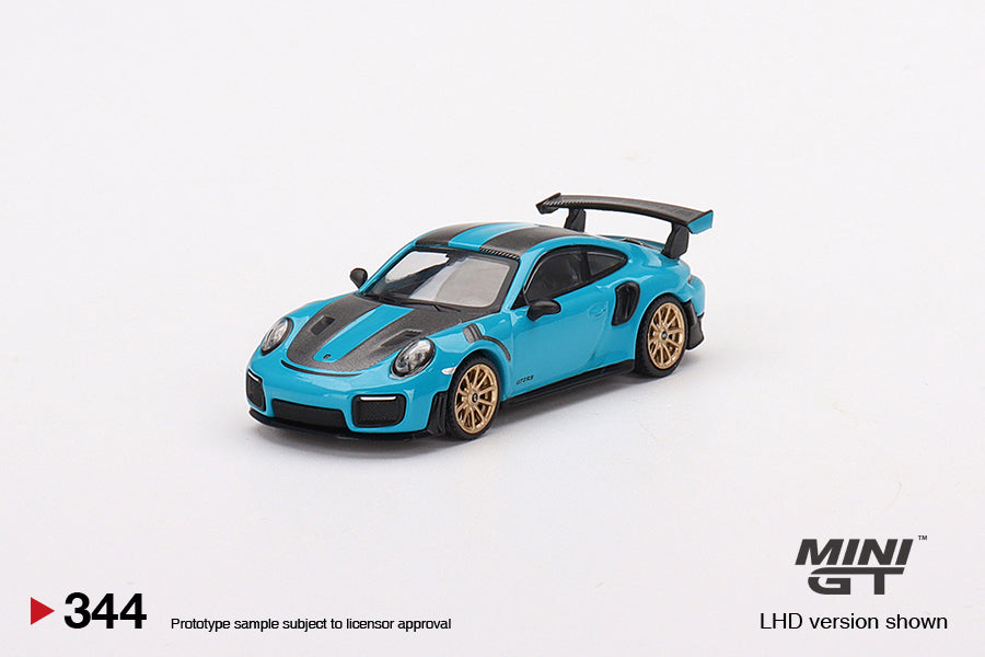 1/64 Mini GT #344 Porsche 991 GT2 RS Weissach Package Miami Blue Limited Edition mgt00344