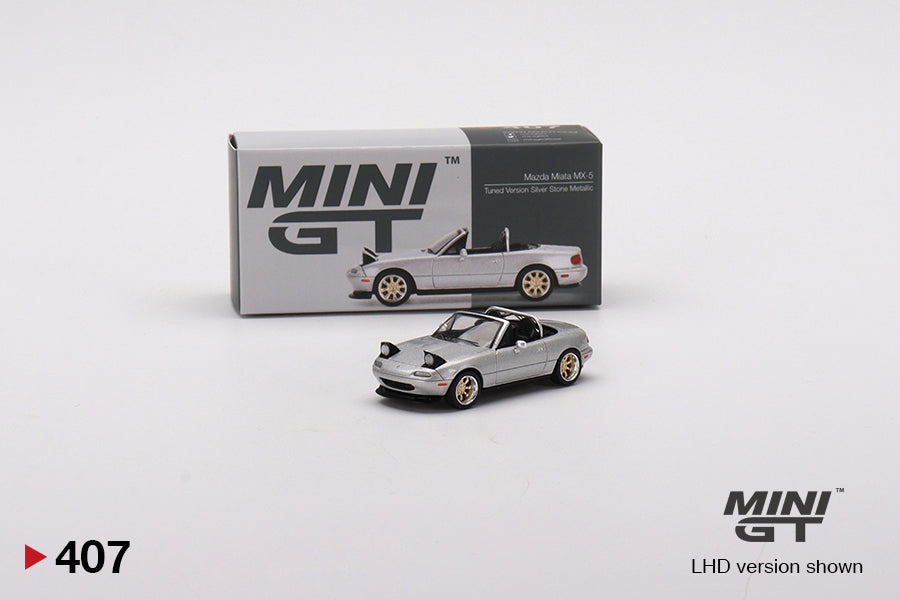 1/64 Mini GT #407 Mazda Miata MX-5 (NA) Tuned Version Silver Stone Metallic Silver Limited Edition mgt00407