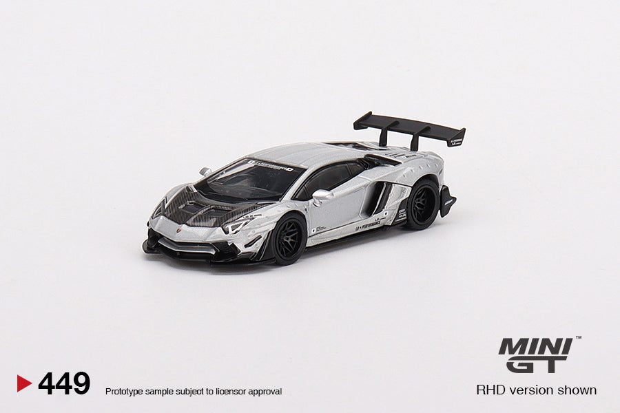 Mini GT 1:64 #449 LB★WORKS Lamborghini Aventador Matt Silver Limited Edition mgt00449