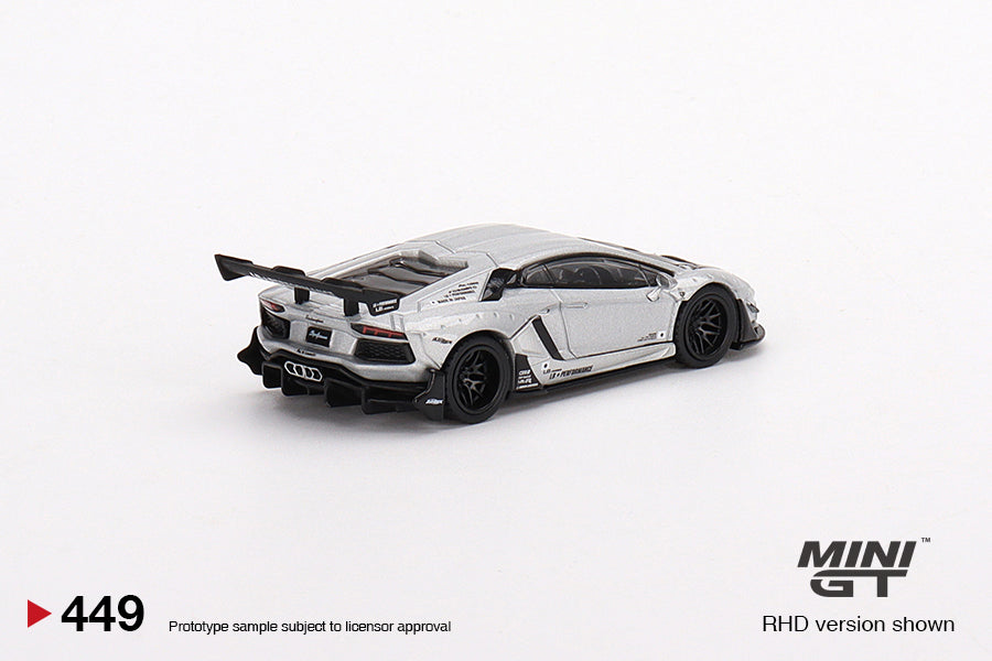 Mini GT 1:64 #449 LB★WORKS Lamborghini Aventador Matt Silver Limited Edition mgt00449