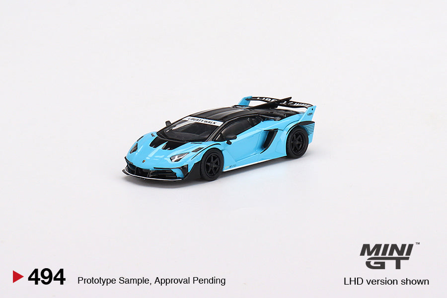 1:64 Mini GT #494 Lamborghini LB-Silhouette WORKS Aventador GT EVO Baby Blue Limited Edition mgt00494