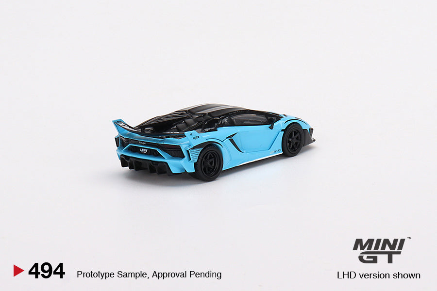1:64 Mini GT #494 Lamborghini LB-Silhouette WORKS Aventador GT EVO Baby Blue Limited Edition mgt00494