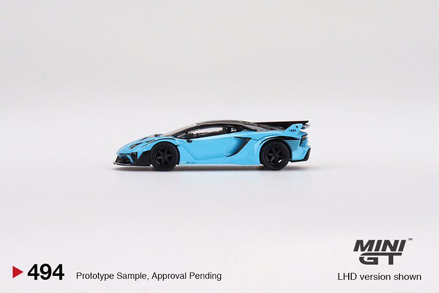 1:64 Mini GT #494 Lamborghini LB-Silhouette WORKS Aventador GT EVO Baby Blue Limited Edition mgt00494
