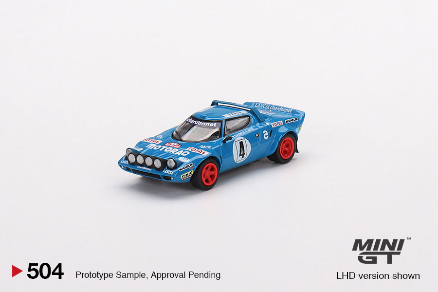 1:64 Mini GT #504 Lancia Stratos HF 1979 Rally MonteCarlo Winner #4 Blue Limited Edition MGT00504