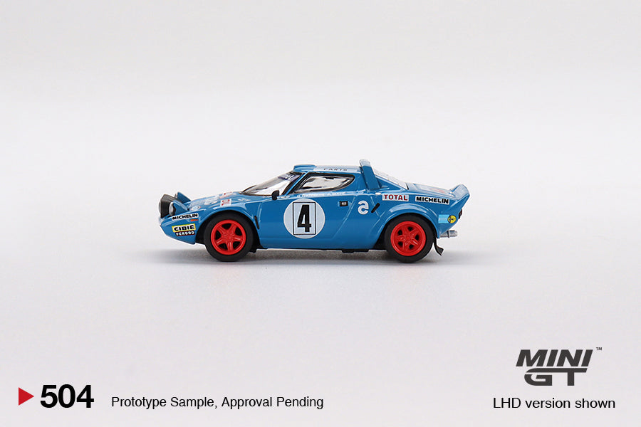 1:64 Mini GT #504 Lancia Stratos HF 1979 Rally MonteCarlo Winner #4 Blue Limited Edition MGT00504