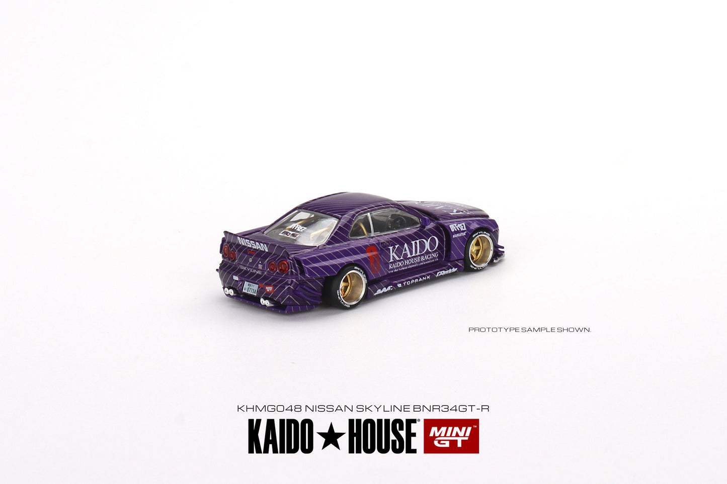 1/64 Kaido House x Mini GT Nissan Skyline GT-R (R34) Kaido Works V1 (Purple) Limited Edition KHMG048 Sealed