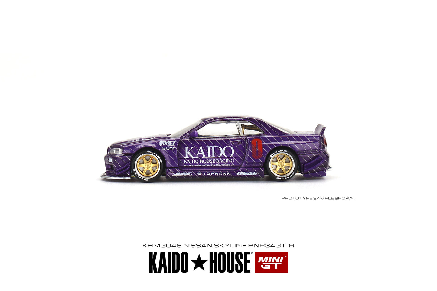 1/64 Kaido House x Mini GT Nissan Skyline GT-R (R34) Kaido Works V1 (Purple) Limited Edition KHMG048 Sealed