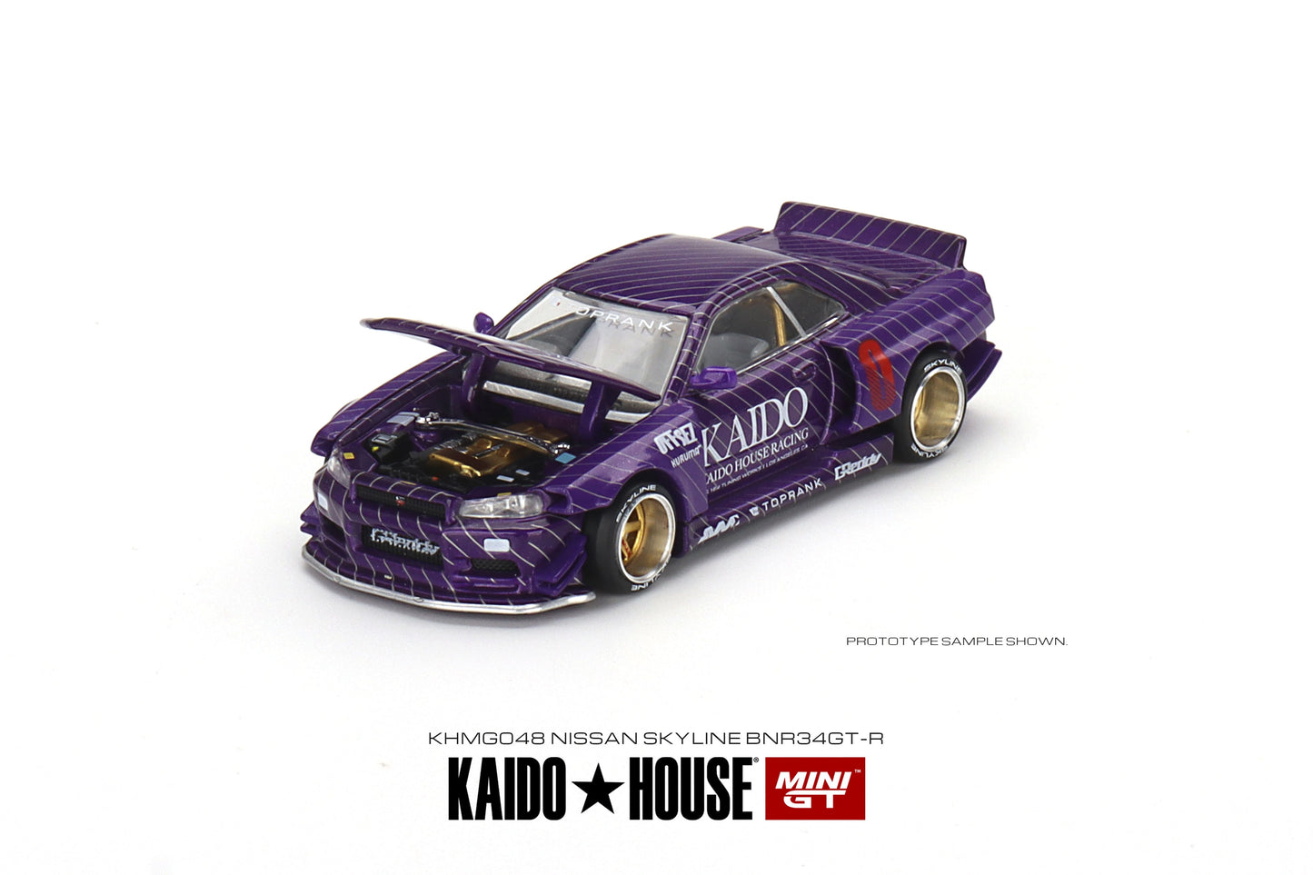 1/64 Kaido House x Mini GT Nissan Skyline GT-R (R34) Kaido Works V1 (Purple) Limited Edition KHMG048 Sealed