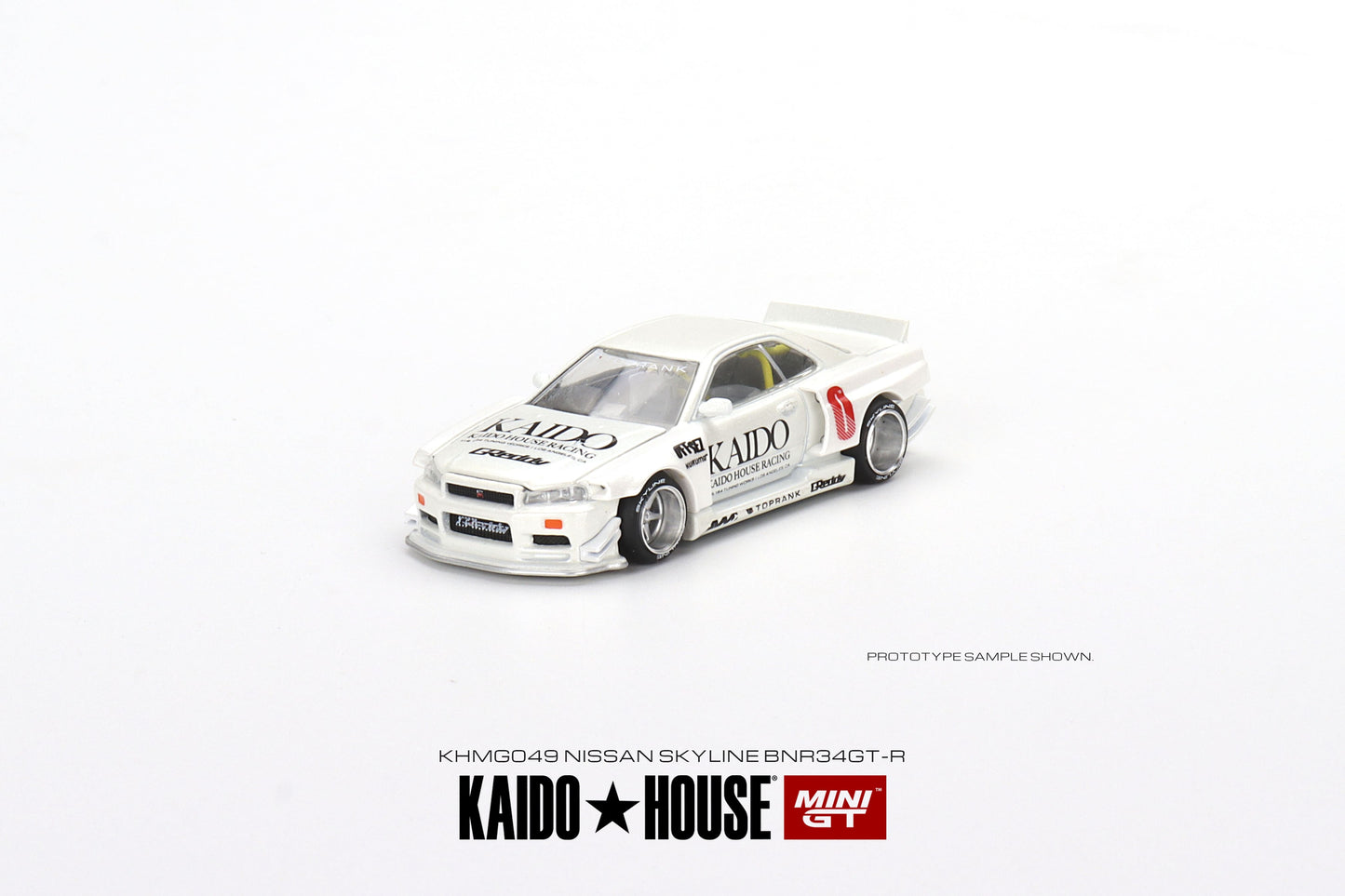 1/64 Kaido House x Mini GT Nissan Skyline GT-R (R34) Kaido Works V2 (White) Limited Edition KHMG049 SEALED