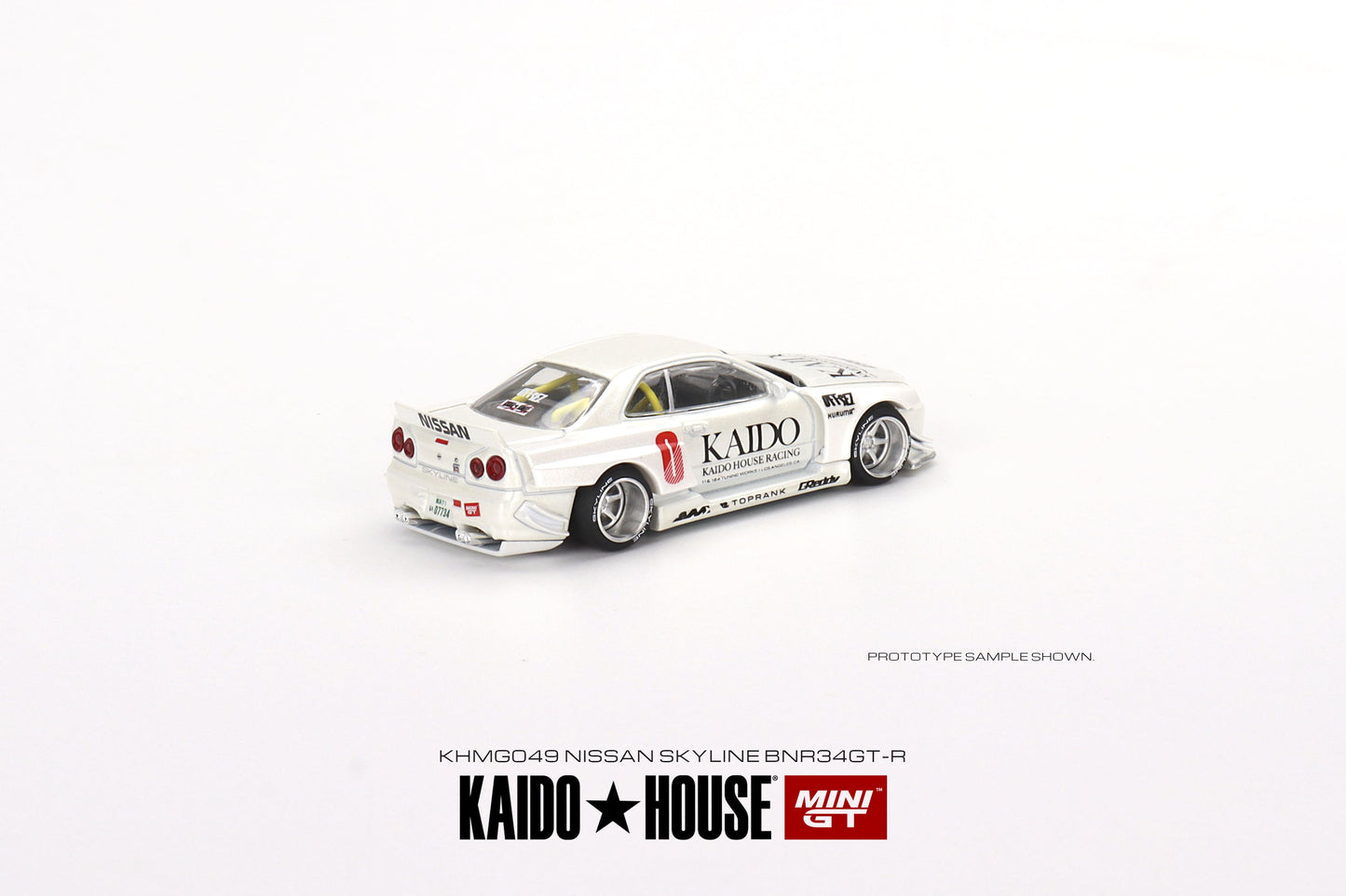1/64 Kaido House x Mini GT Nissan Skyline GT-R (R34) Kaido Works V2 (White) Limited Edition KHMG049 SEALED