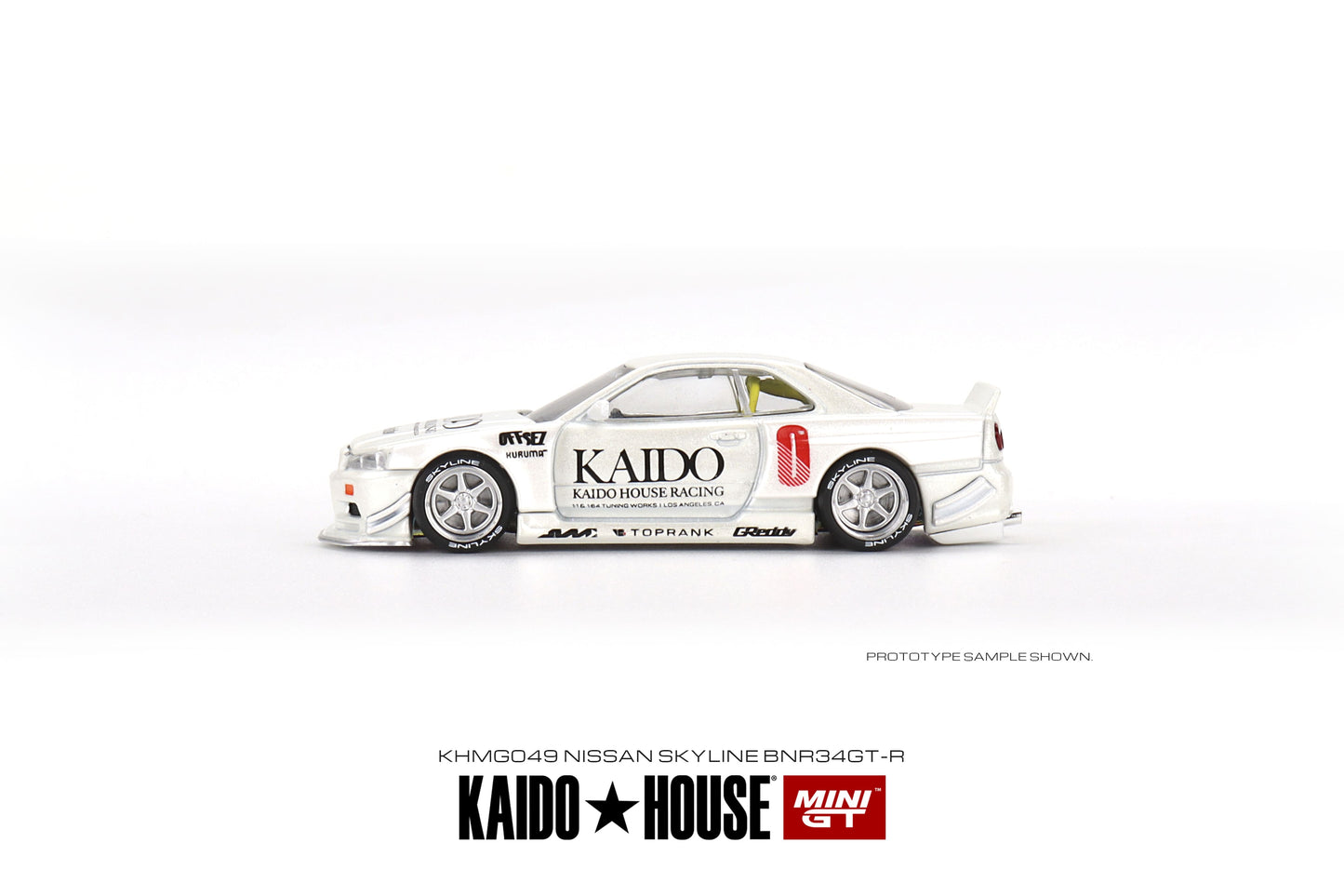 1/64 Kaido House x Mini GT Nissan Skyline GT-R (R34) Kaido Works V2 (White) Limited Edition KHMG049 SEALED