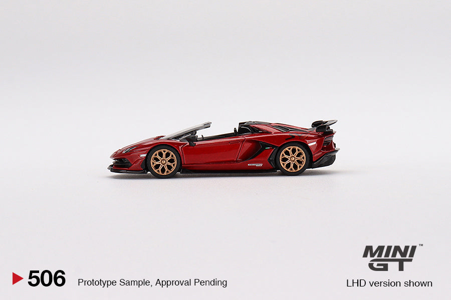 1/64 Mini GT #506 Lamborghini Aventador SVJ Roadster  (Rosso Efestos) Limited Edition mgt00506