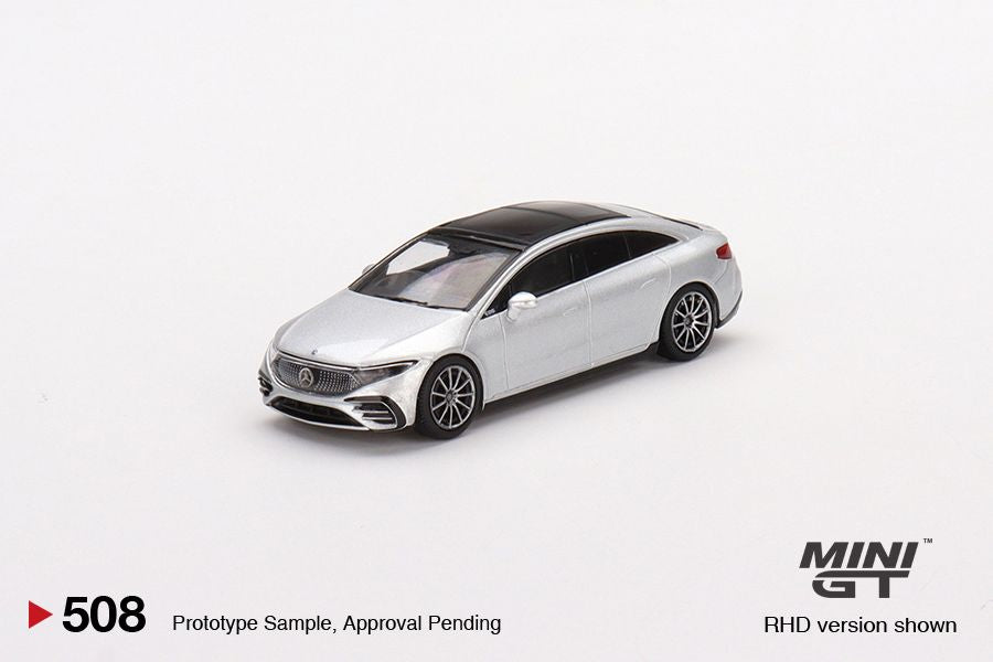 1:64 Mini GT #508 Mercedes-Benz EQS 580 4MATIC (High Tech Silver Metallic) Limited Edition mgt00508