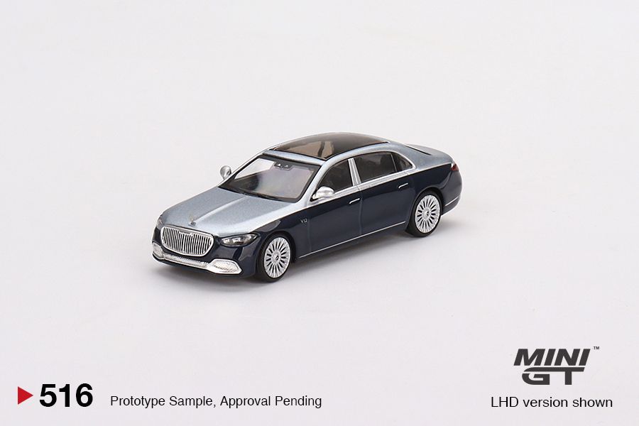 1/64 Mini GT #516 Mercedes-Maybach S680 Cirrus Silver / Nautical Blue metallic Limited Edition mgt00516