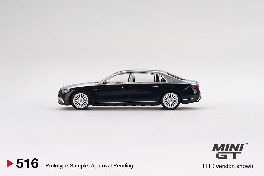1/64 Mini GT #516 Mercedes-Maybach S680 Cirrus Silver / Nautical Blue metallic Limited Edition mgt00516