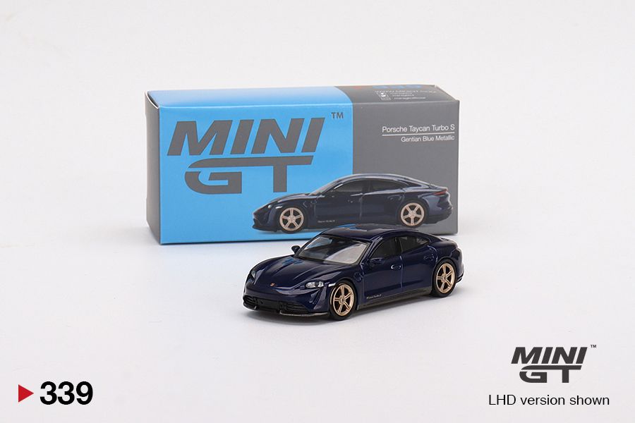 1:64 Mini GT #339 Porsche Taycan Turbo S Gentian Blue Metallic Limited Edition mgt00339