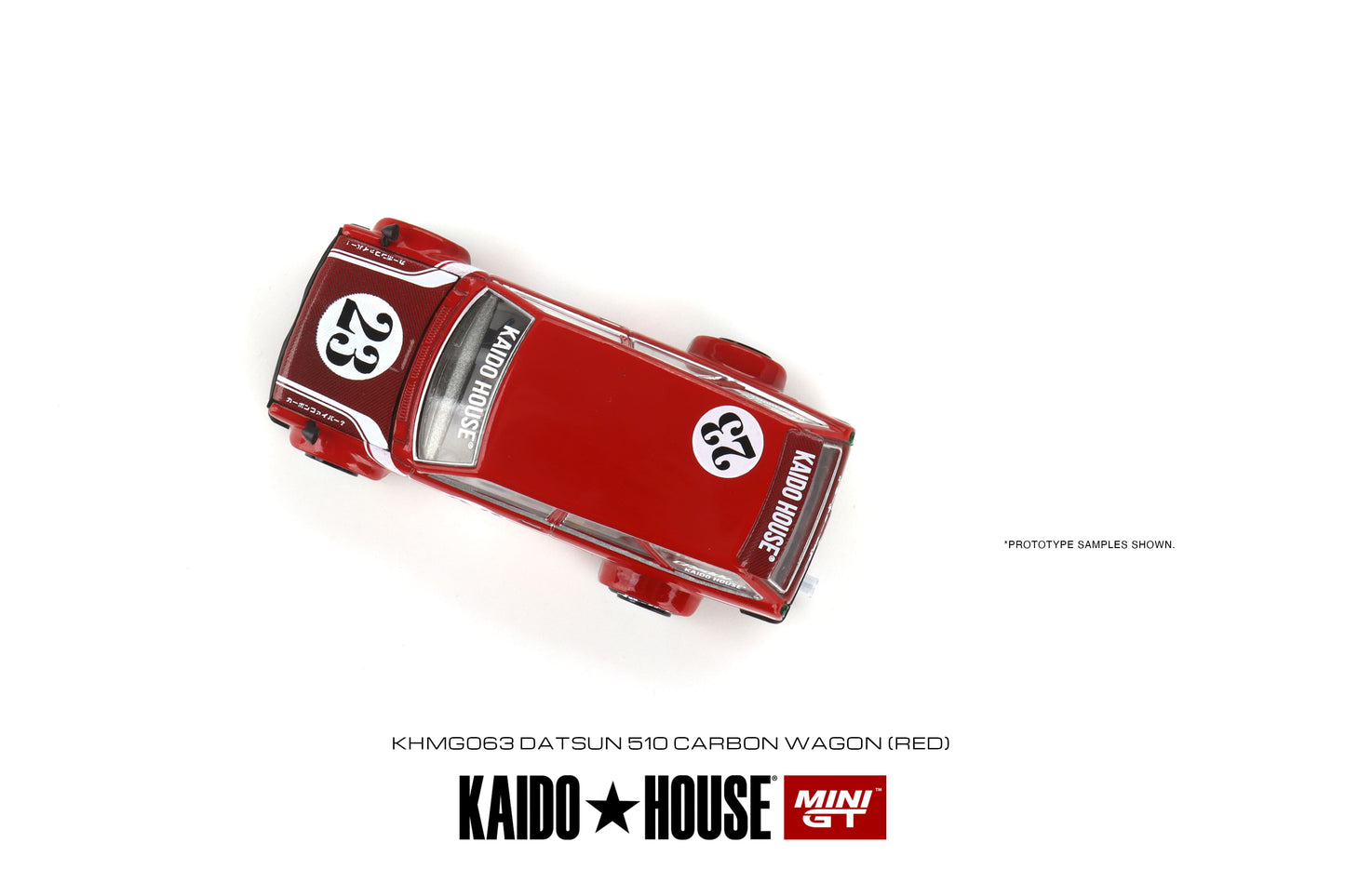 1/64 Kaido House x Mini GT Datsun KAIDO 510 Wagon CARBON FIBER V2 – Red Limited Edition KHMG063 SEALED
