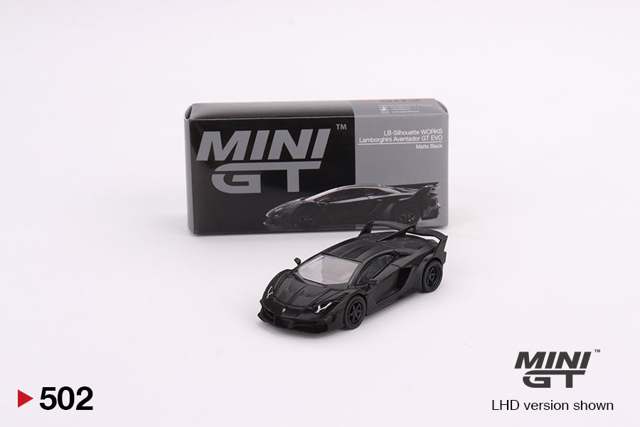 1:64 Mini GT #502 Lamborghini LB-Silhouette WORKS Aventador GT EVO Matte Black Limited Edition mgt00502