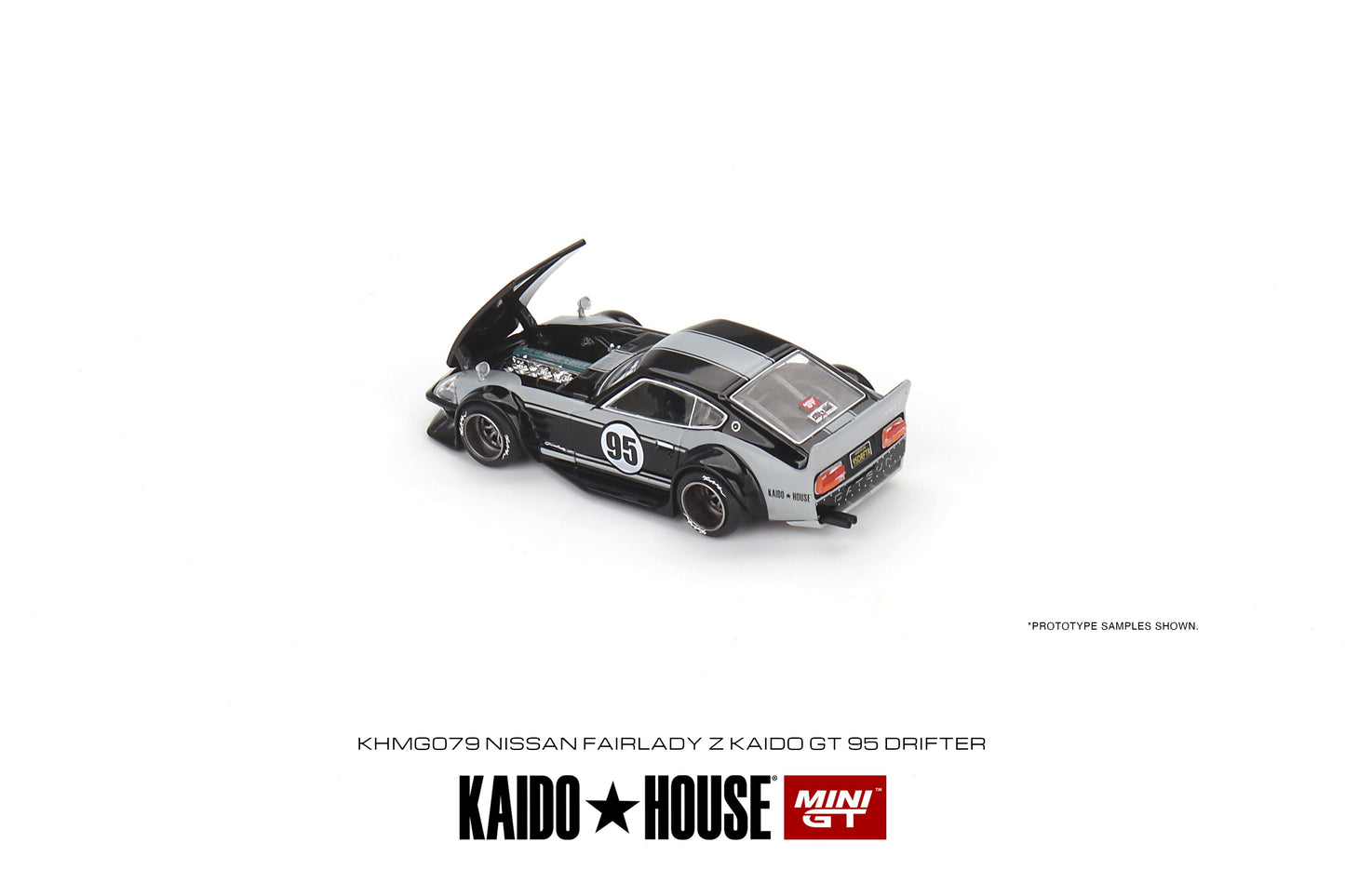1:64 Mini GT  Kaido House Nissan Fairlady Z Kaido GT 95 Drifter V1  Black Grey  Limited Edition KHMG079