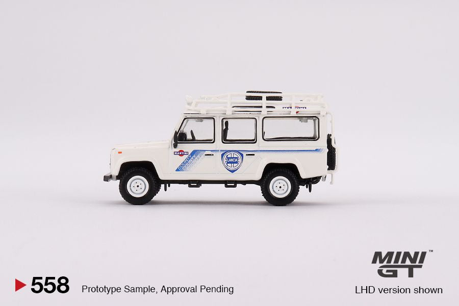 1:64 Mini GT #558 Land Rover Defender 110 1991 Safari Rally Martini Racing Support Vehicle Limited Edition mgt00558