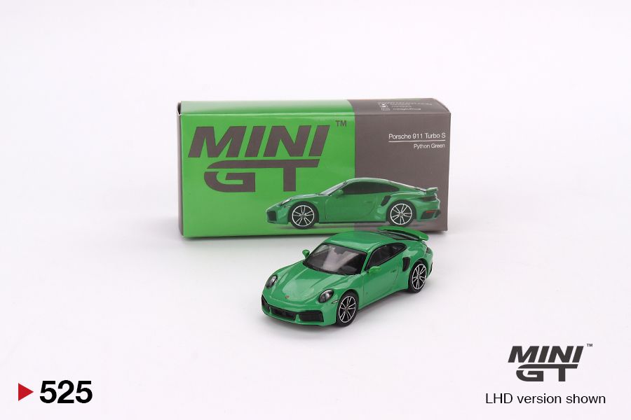 1:64 Mini GT #525 Porsche 911 Turbo S Python Green Limited Edition MGT00525
