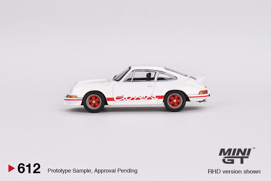 1/64 MINI GT #612 Porsche 911 Carrera RS 2.7 Grand Prix White with Red Livery Limited Edition mgt00612