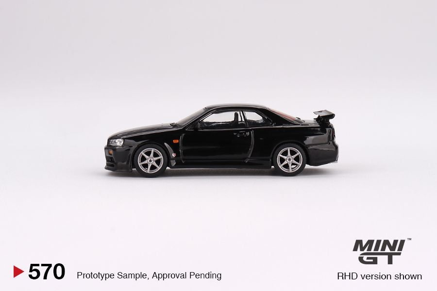 1/64 Mini GT #570 Nissan Skyline GT-R (R34) V-Spec – Black Pearl Limited Edition mgt00570