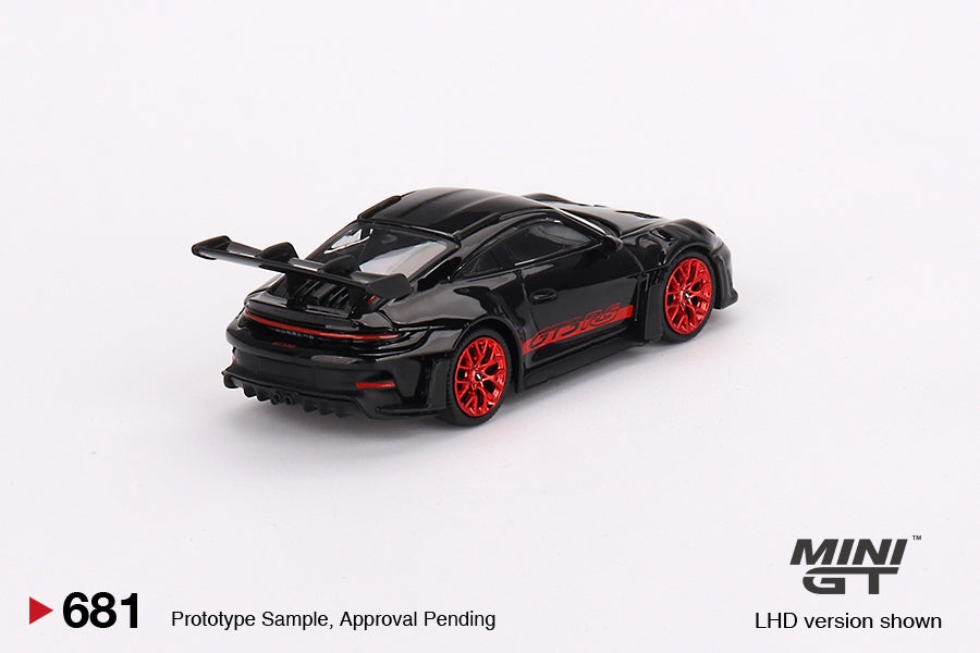 1/64 Mini GT #681 Porsche 911 (992) GT3 RS – Black with Pyro Red Limited Edition mgt00681