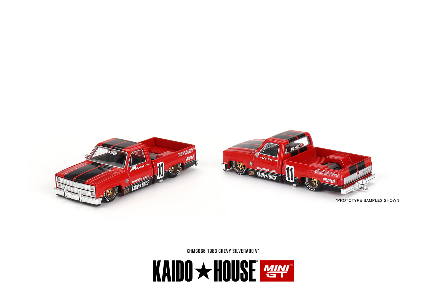 1/64 Kaido House x Mini GT Chevrolet Silverado 1983 KAIDO V1 - Red Limited Edition KHMG066 SEALED