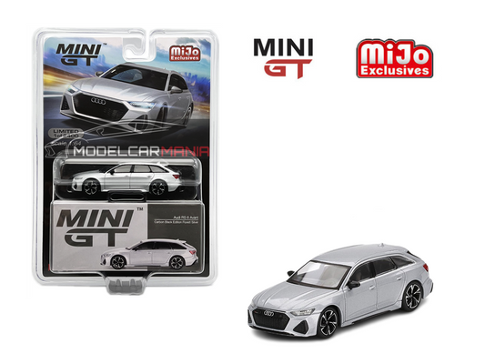 1:64 Mini GT #372 Audi RS 6 Avant Carbon Black Edition Florett Silver Limited Edition mgt00372