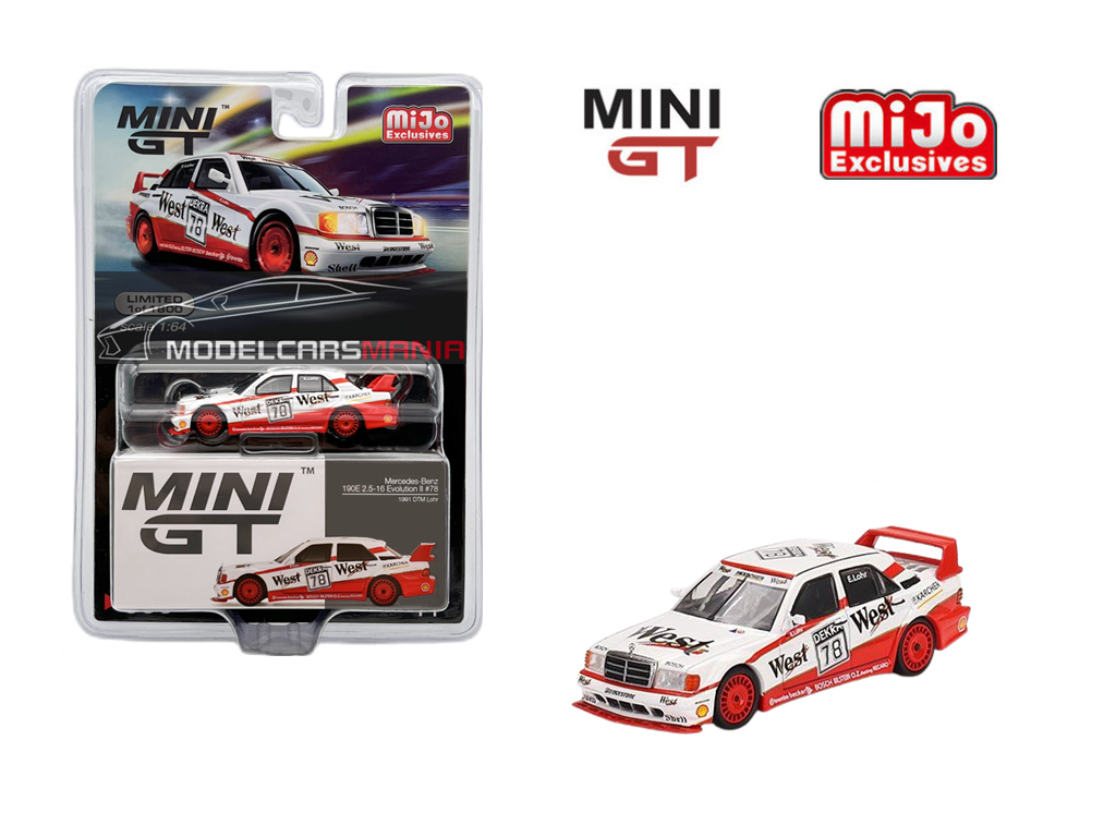 1/64 Mini GT #395 Mercedes-Benz 190E 2.5 16 Evolution II 1991 DTM #78 Lohr Limited Edition mgt00395