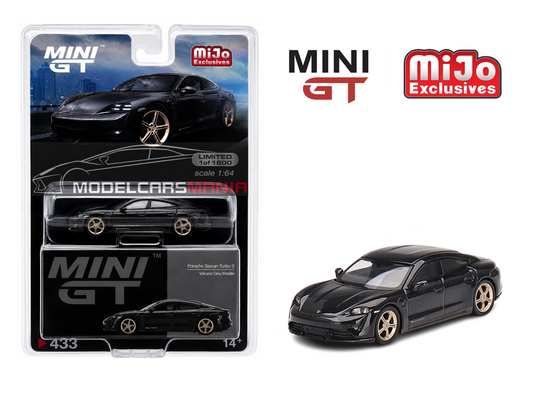 1:64 Mini GT #433 Porsche Taycan Turbo S Volcano Grey Metallic Limited Edition mgt00433