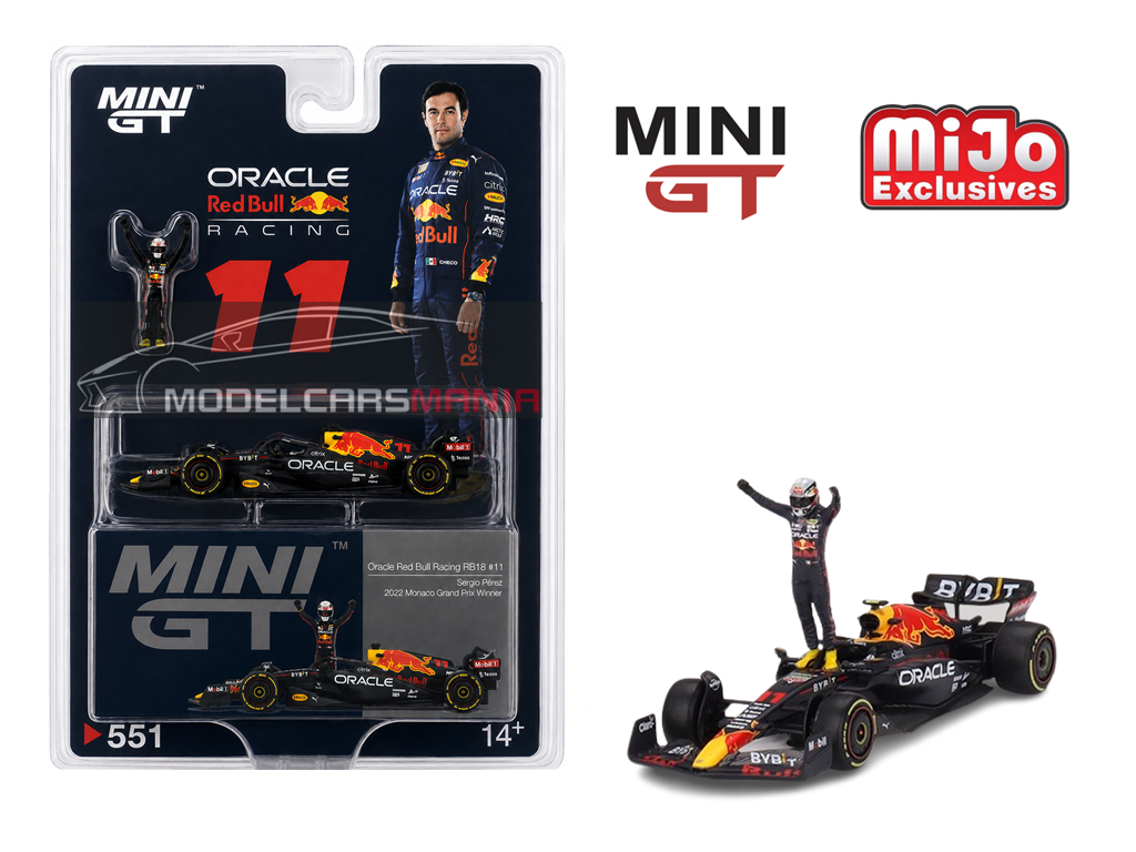 1:64 Mini GT #551 Oracle Red Bull Racing RB18 #11 Sergio Pérez 2022 Monaco Grix Winner Limited Edition MGT00551