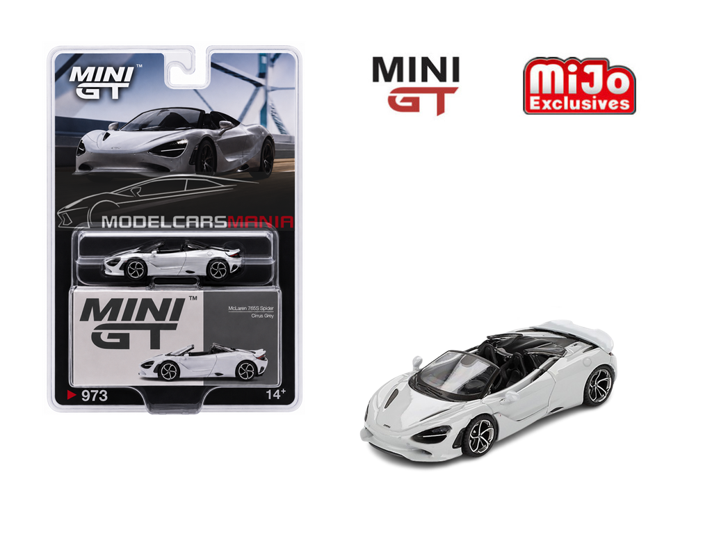 1:64 Mini GT #973 McLaren 750S Spider Cirrus Grey Limited Edition MGT00973