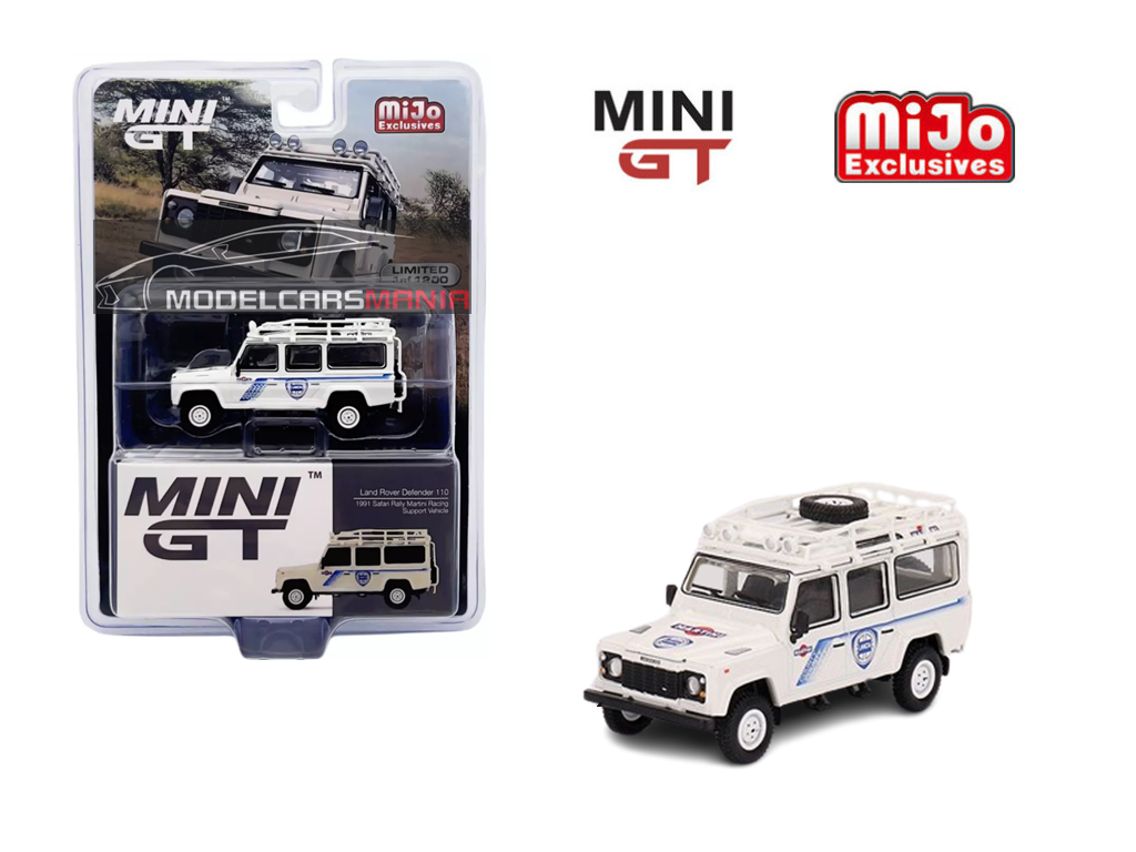 1:64 Mini GT #558 Land Rover Defender 110 1991 Safari Rally Martini Racing Support Vehicle Limited Edition mgt00558